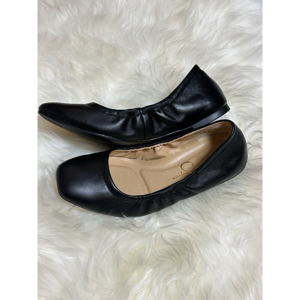 Jessica Simpson Sandaze Black Leather Slip on Travel Flat Size 5 1/2 M (36) - Picture 2 of 9